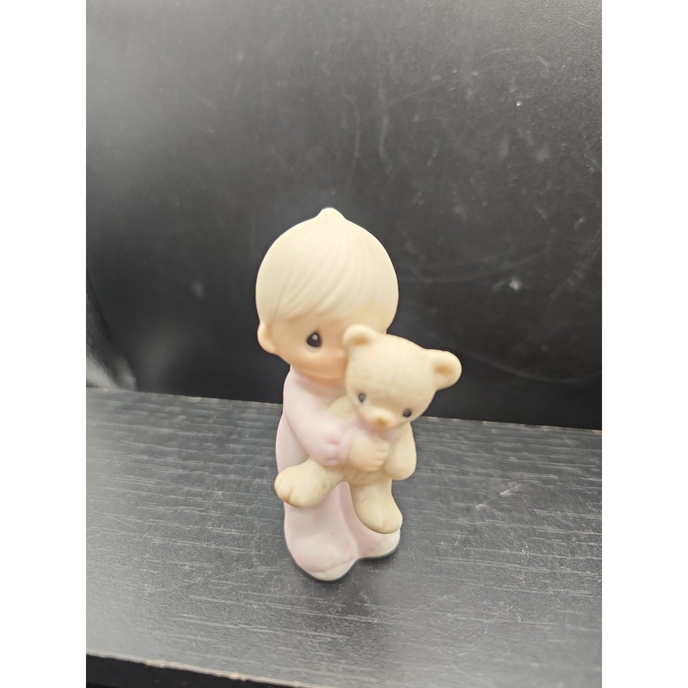 Precious Moments Boy Holding Bear 1982 Jonathon & David E-9278 Jesus Loves Me